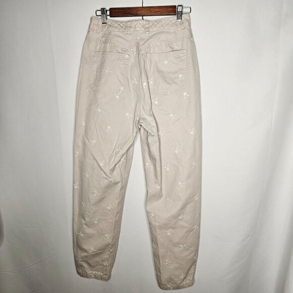 Talbots Ankle Pants Women's Size 10 Beige Tan Embroidered Flowers Cotton - Picture 3 of 11